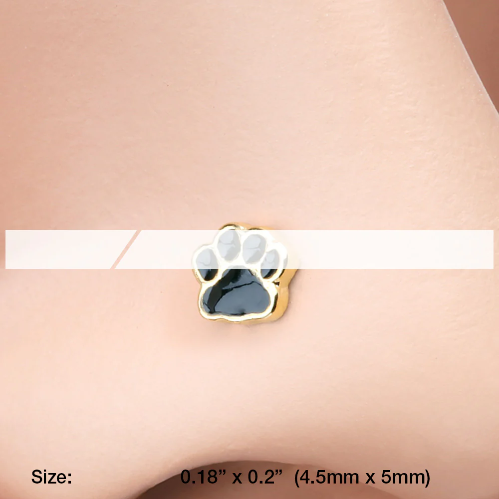 Golden Adorable Paw Print Nose Stud Ring - Image 3
