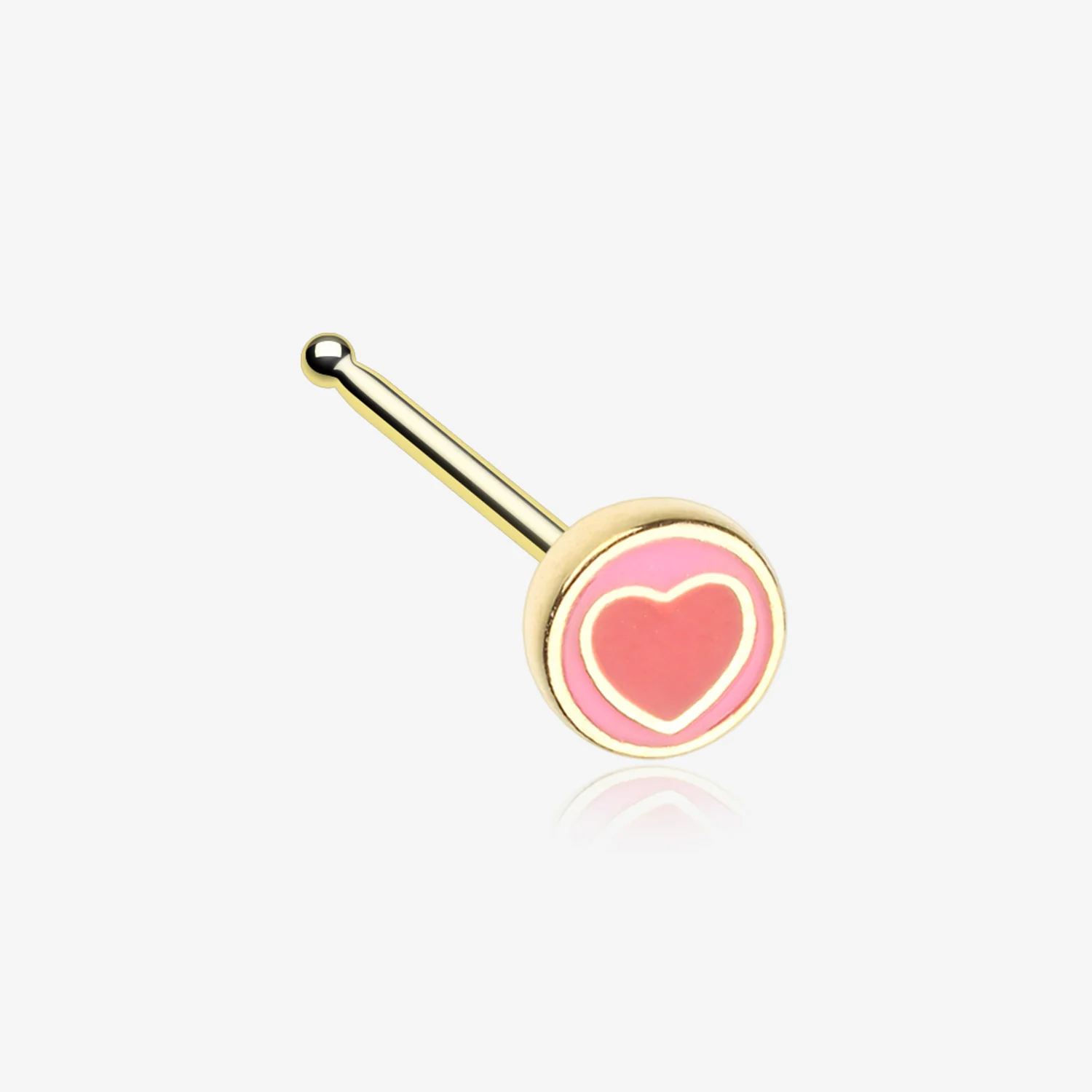 Golden Adorable Valentine Heart Nose Stud Ring