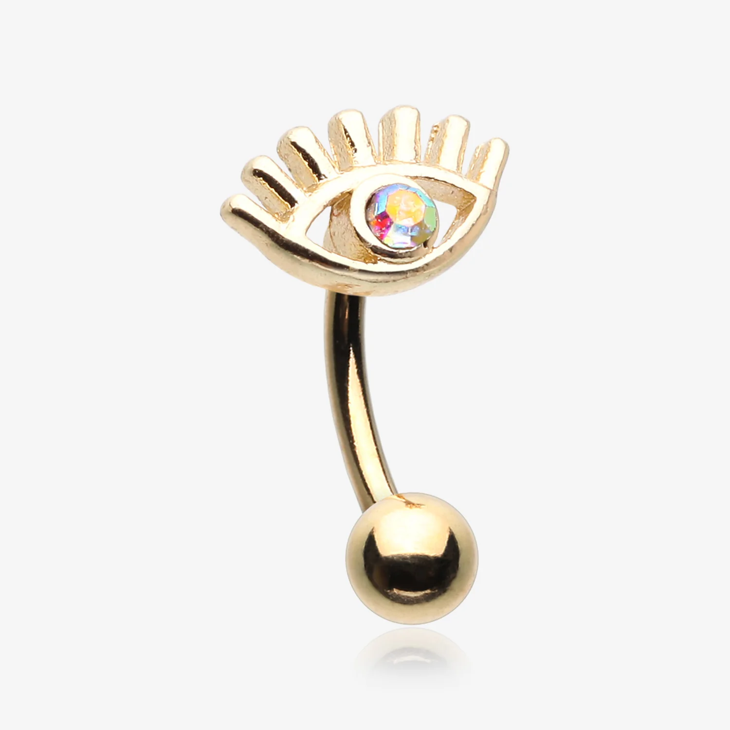 Golden All Seeing Eye Sparkle Curved Barbell