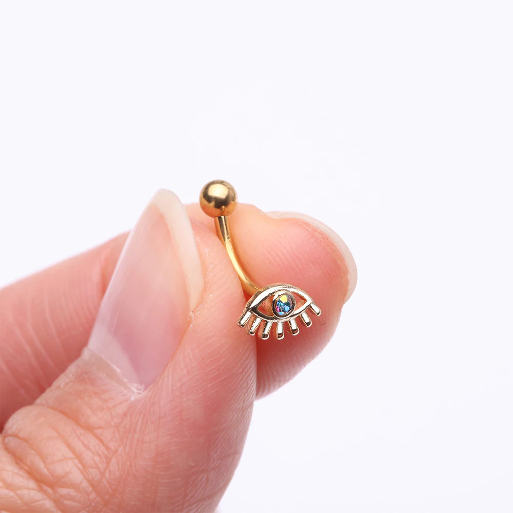Golden All Seeing Eye Sparkle Curved Barbell - Image 3
