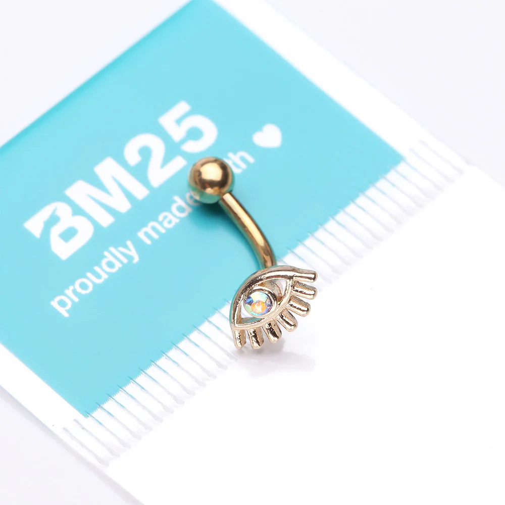 Golden All Seeing Eye Sparkle Curved Barbell - Image 4