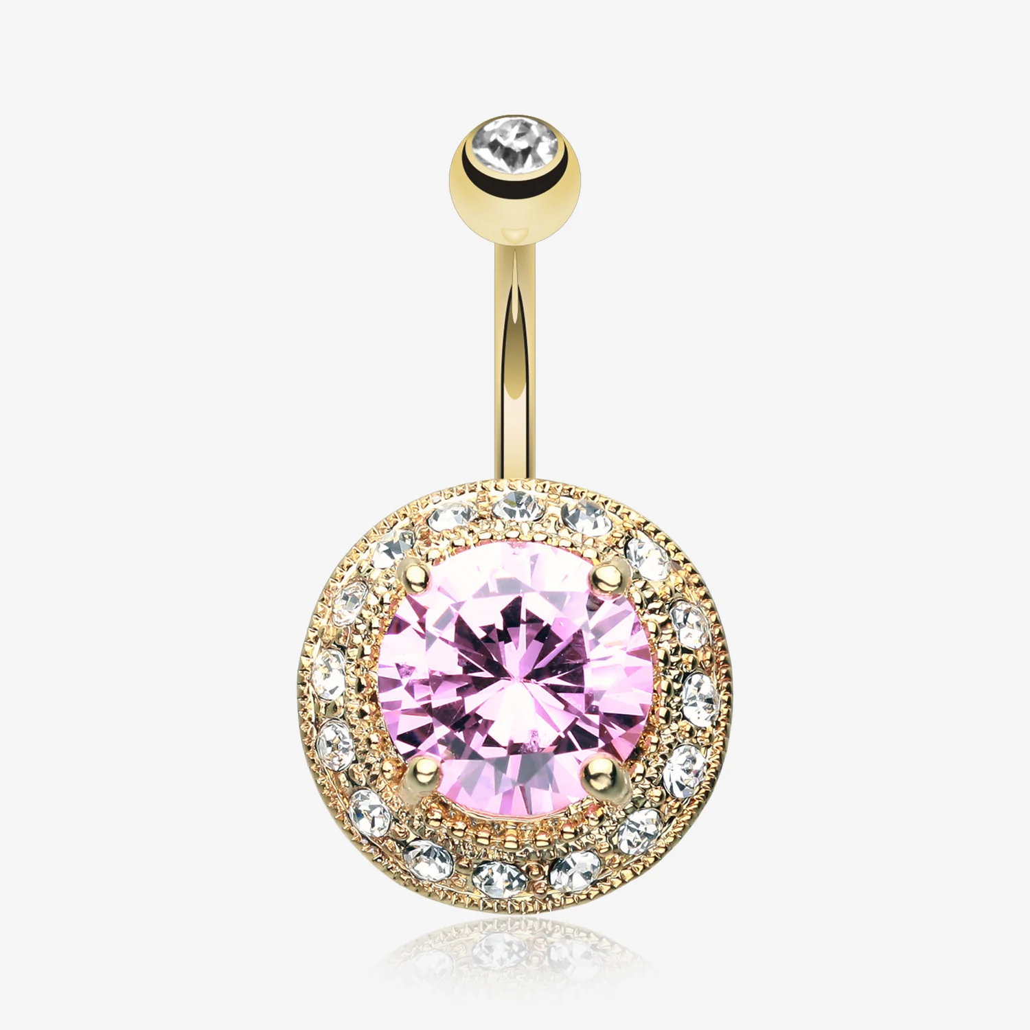 Golden Allure Prong Gem Belly Button Ring