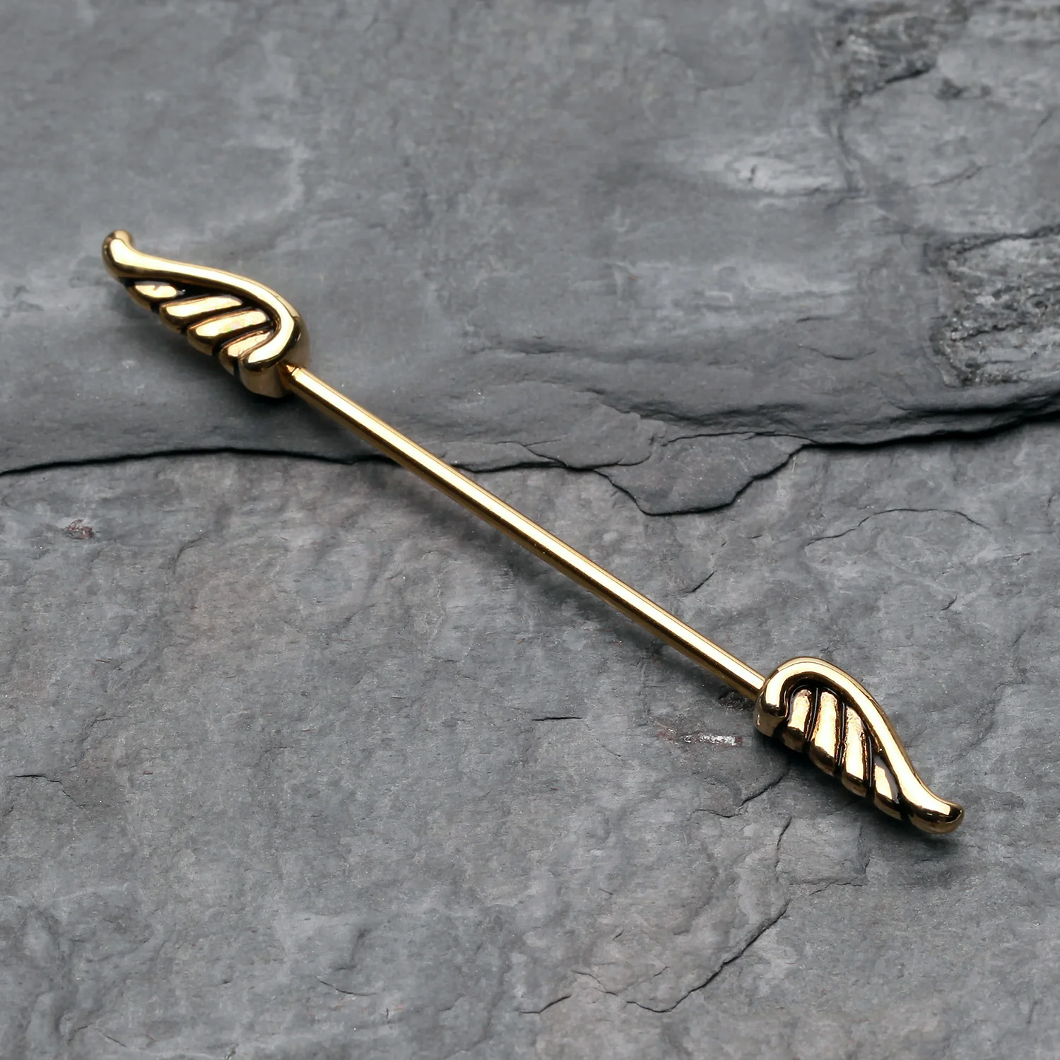 Golden Angelic Wings Industrial Barbell - Image 2