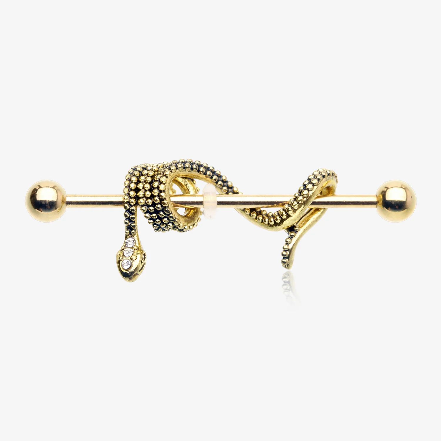 Golden Antique Serpent Snake Sparkle Steel Industrial Barbell