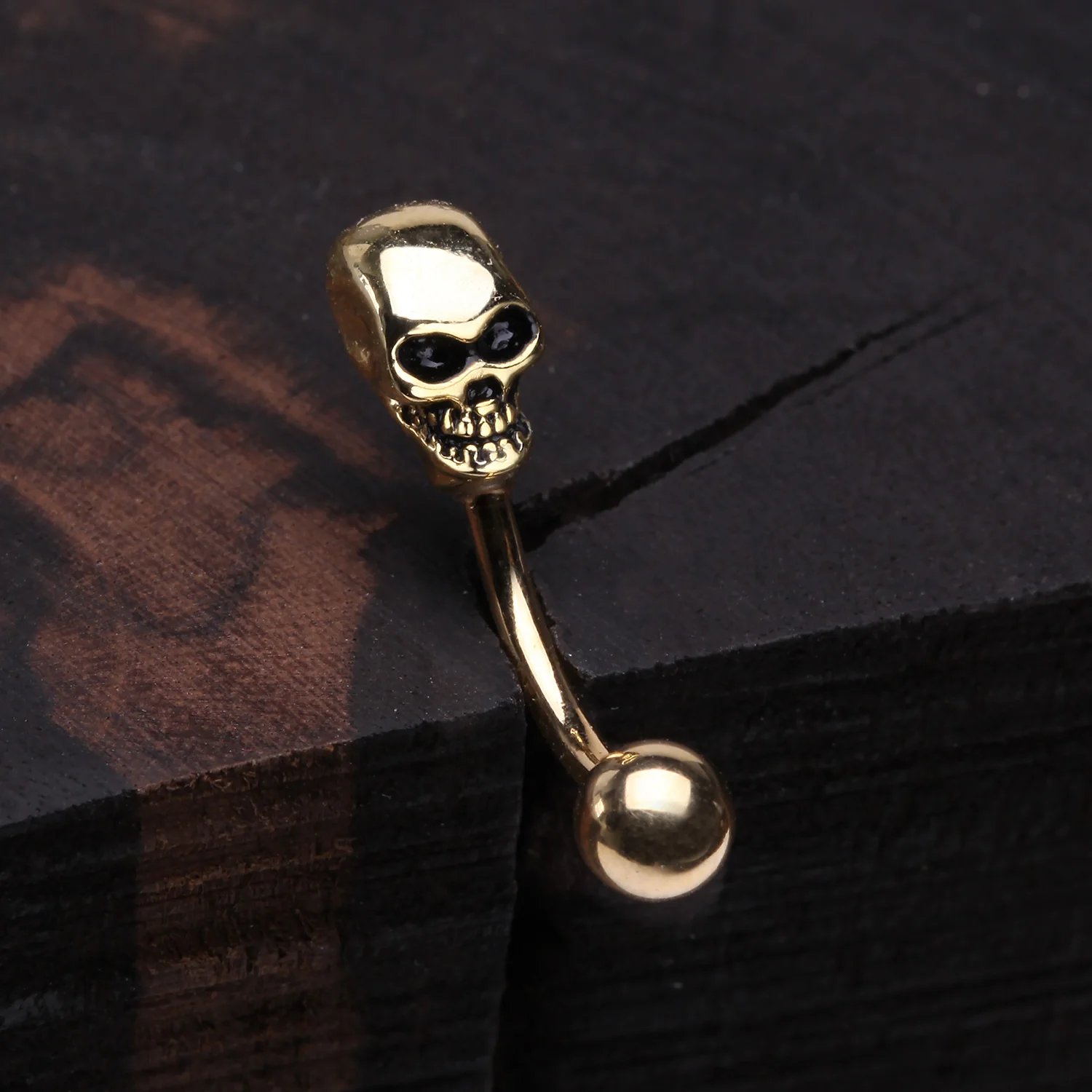 Golden Apocalyptic Skull Head Curved Barbell - Image 2