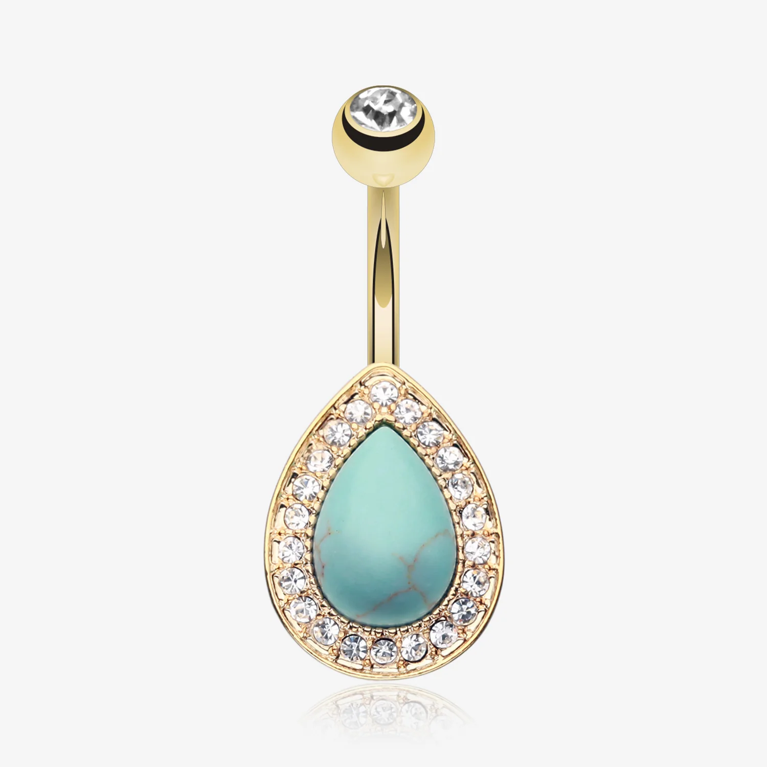 Golden Avice Turquoise Multi-Gem Belly Button Ring