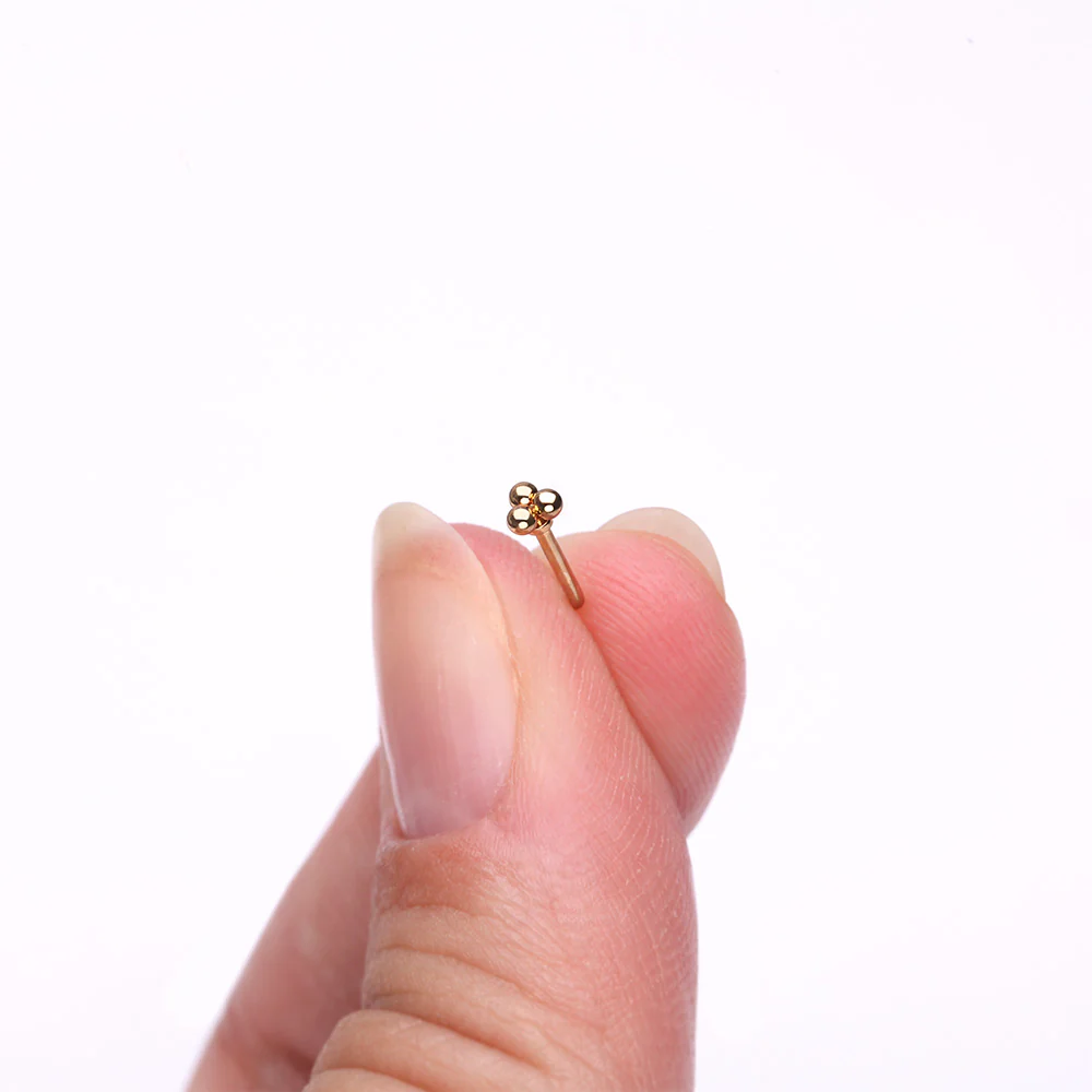 Golden Bali Beads Trinity Steel L-Shaped Nose Ring - Image 3
