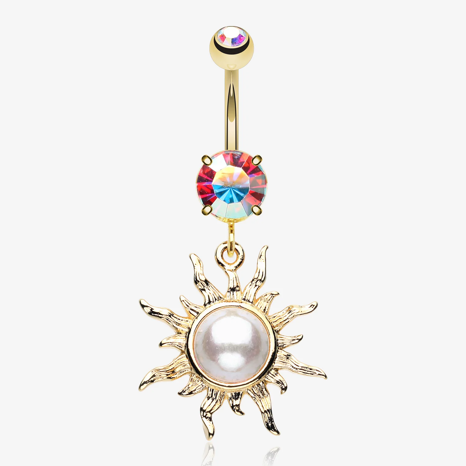 Golden Blazing Sun Belly Button Ring