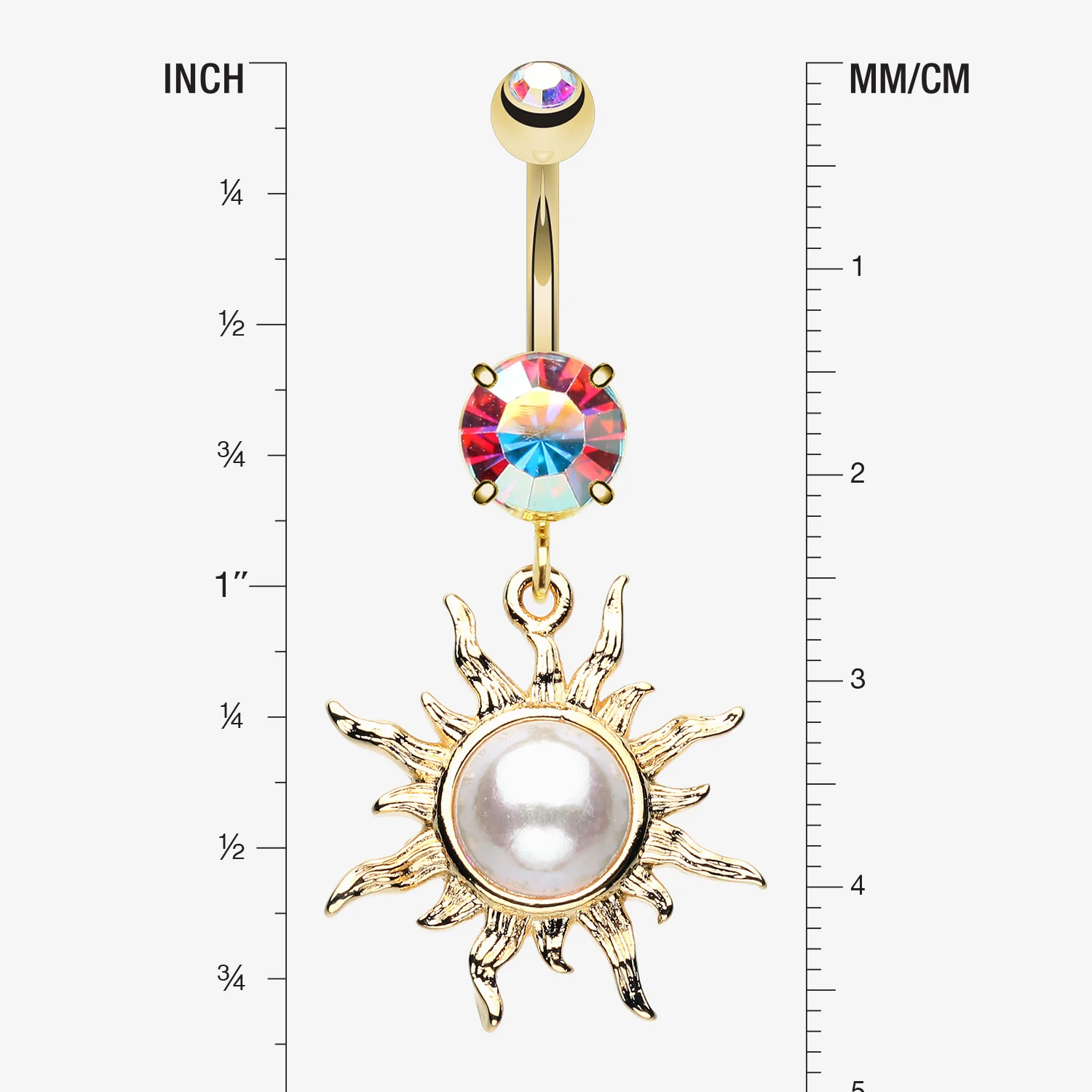 Golden Blazing Sun Belly Button Ring - Image 2