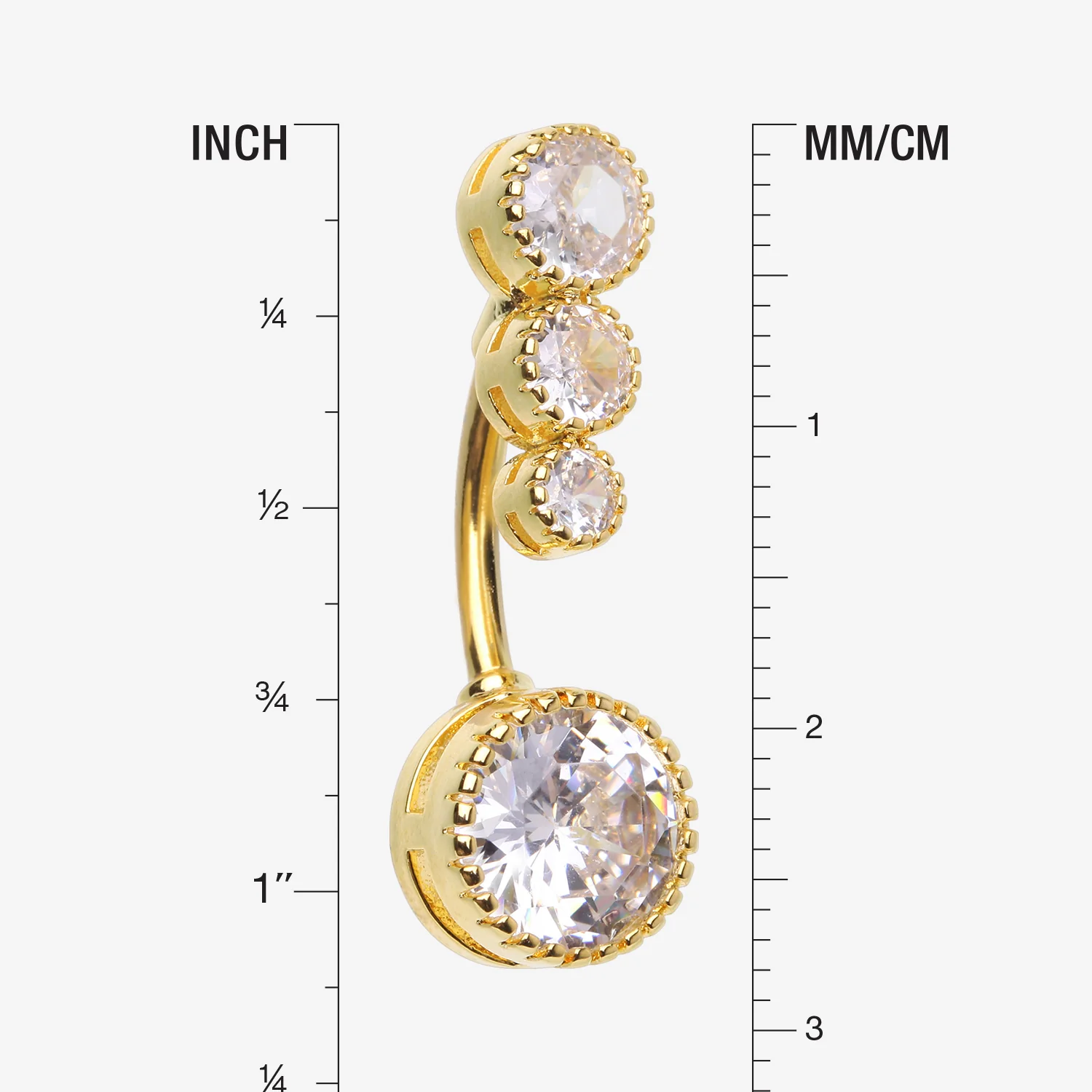 Golden Brilliant Sparkle Cascading Dew Drop Top Belly Button Ring - Image 2