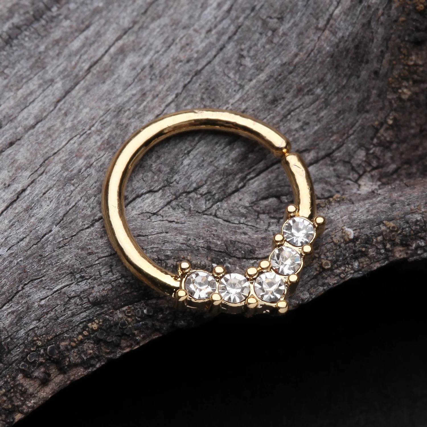Golden Brilliant Sparkle Chevron Bendable Hoop Ring - Image 2