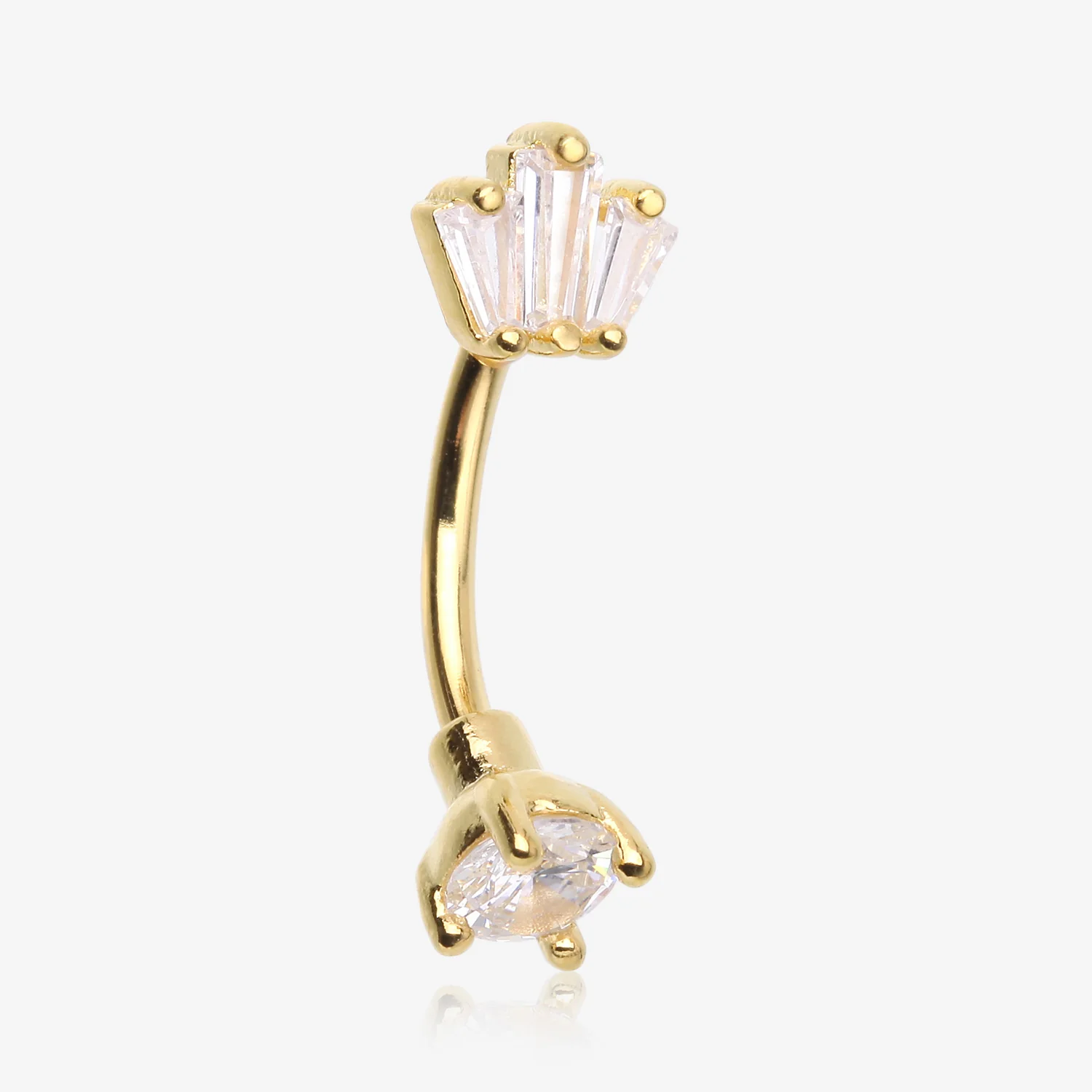 Golden Brilliant Sparkle Majestic Gem Top Curved Barbell
