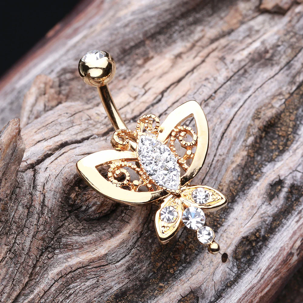 Golden Butterfly Grand Belly Button Ring - Image 3
