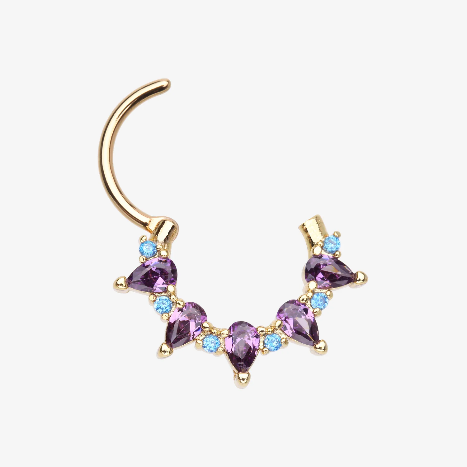 Golden Calliope Multi-Gem Sparkle Clicker Hoop Ring - Image 2