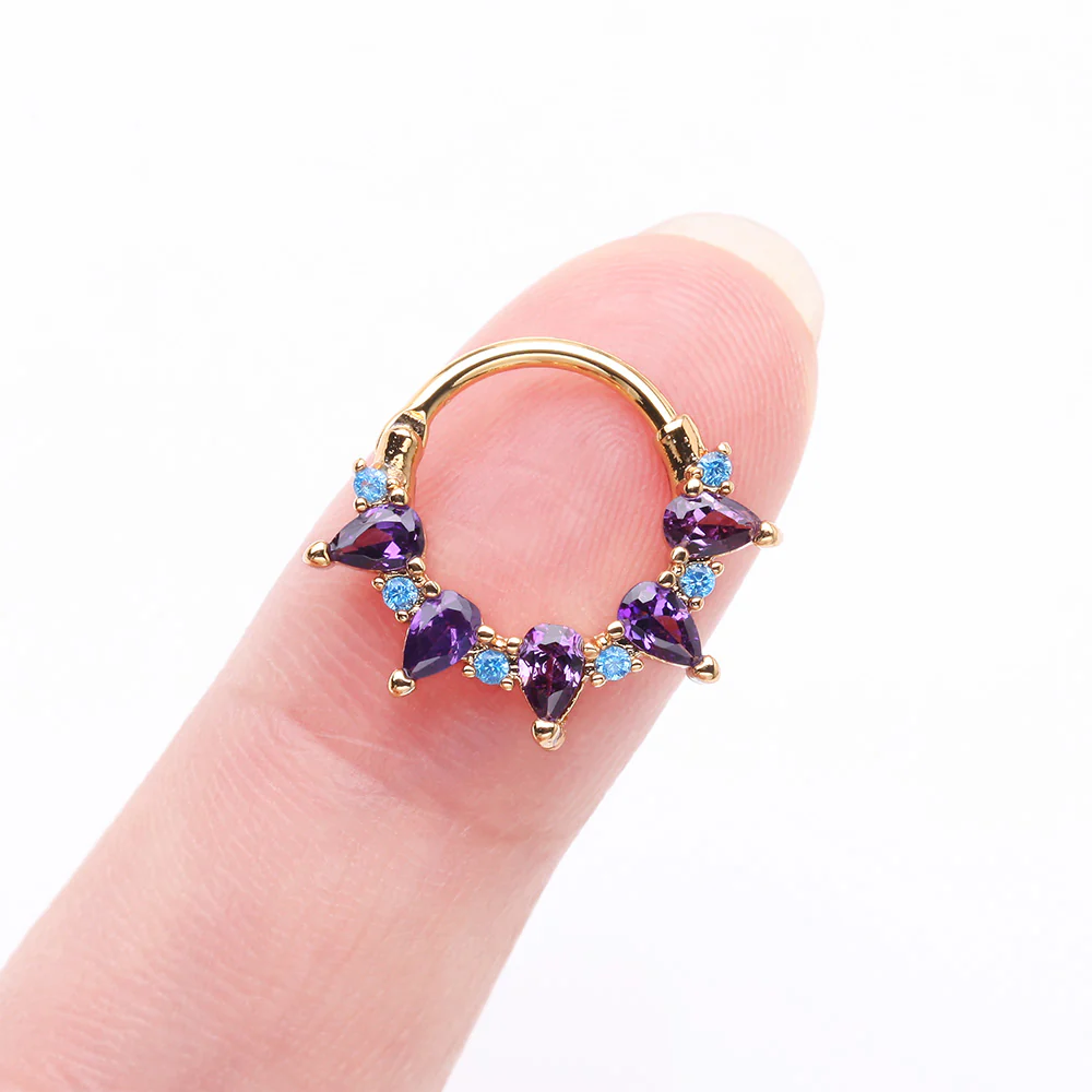 Golden Calliope Multi-Gem Sparkle Clicker Hoop Ring - Image 3