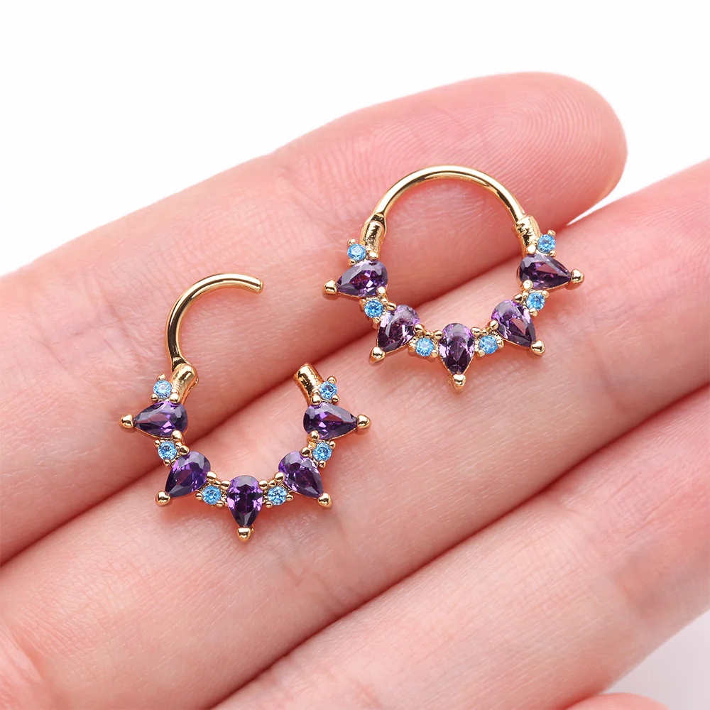Golden Calliope Multi-Gem Sparkle Clicker Hoop Ring - Image 4
