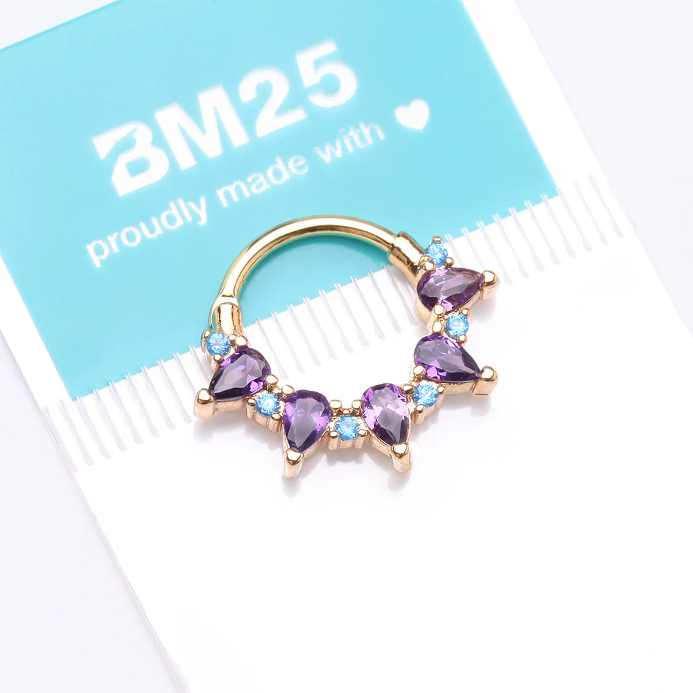 Golden Calliope Multi-Gem Sparkle Clicker Hoop Ring - Image 5