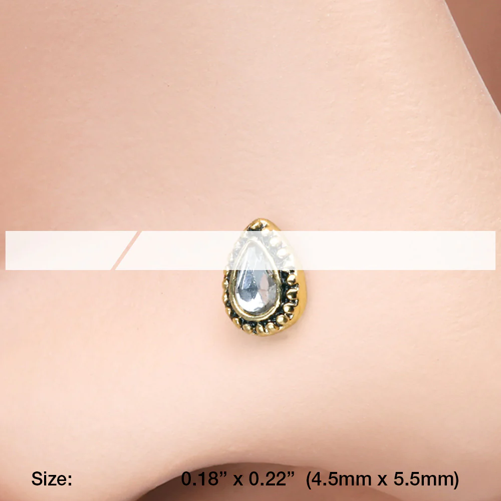 Golden Chakra Sparkle L-Shaped Nose Ring - Image 3