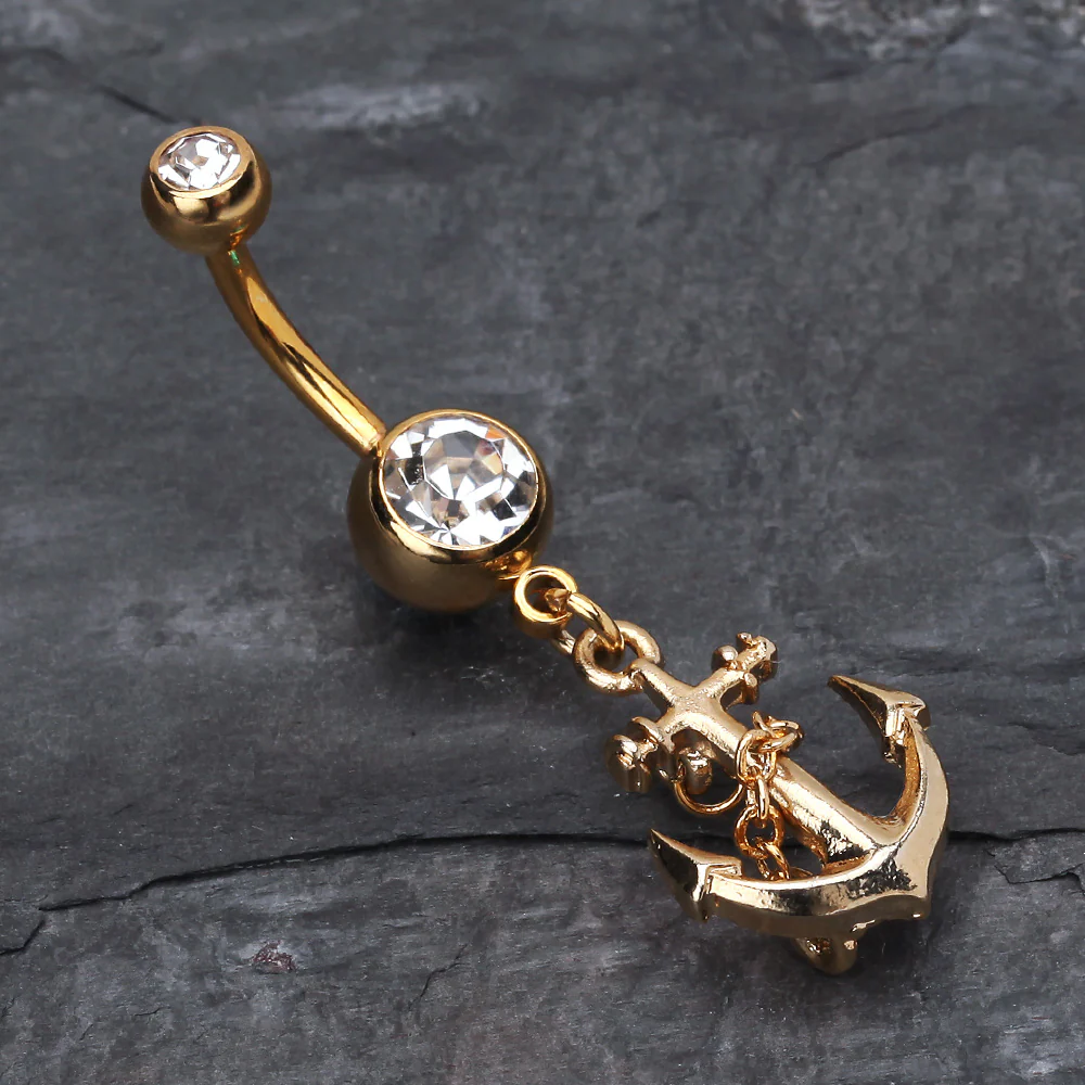 Golden Classic Anchor Belly Ring - Image 3