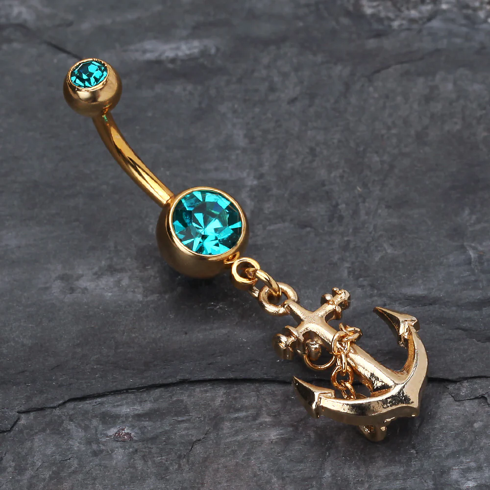 Golden Classic Anchor Belly Ring - Image 3
