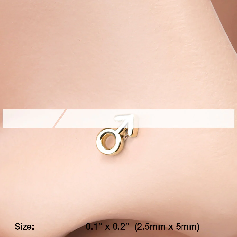 Golden Classic Male Symbol L-Shaped Nose Ring - Image 3