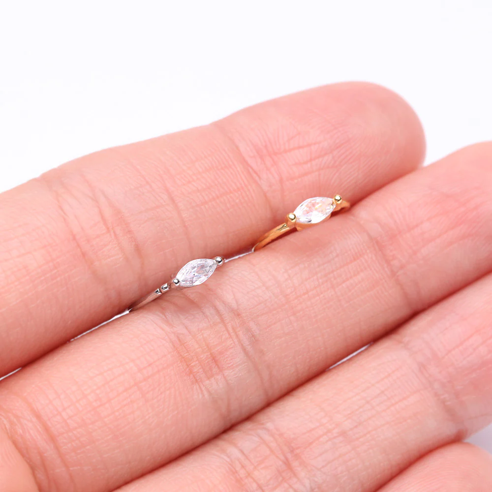Golden Classic Marquise Gem Sparkle Bendable Hoop Ring - Image 4