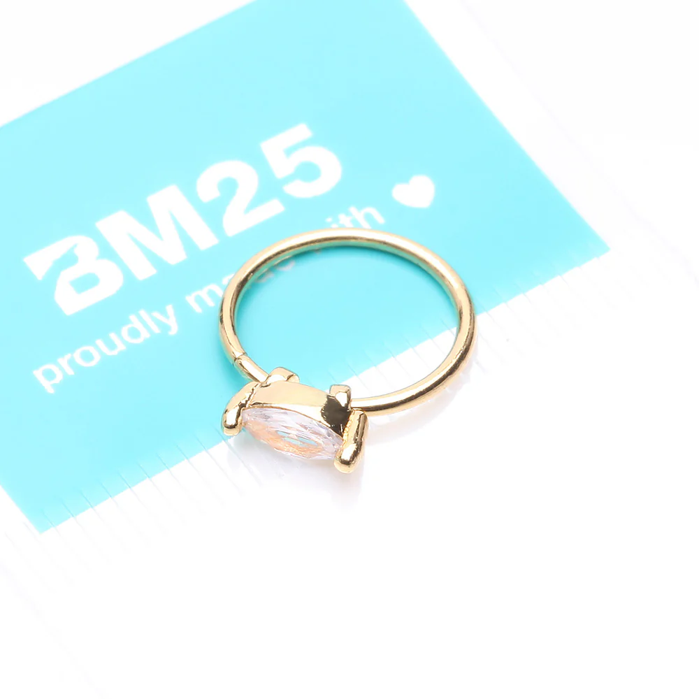 Golden Classic Marquise Gem Sparkle Bendable Hoop Ring - Image 5