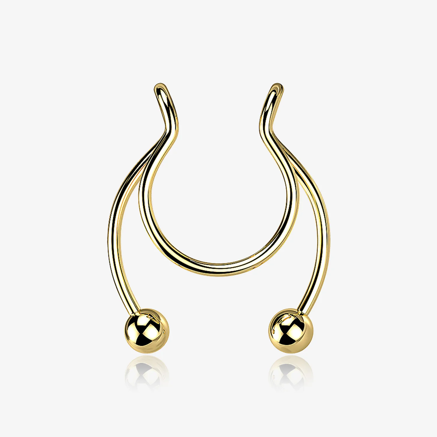 Golden Clip On Non-Piercing Fake Horseshoe Hoop Ring