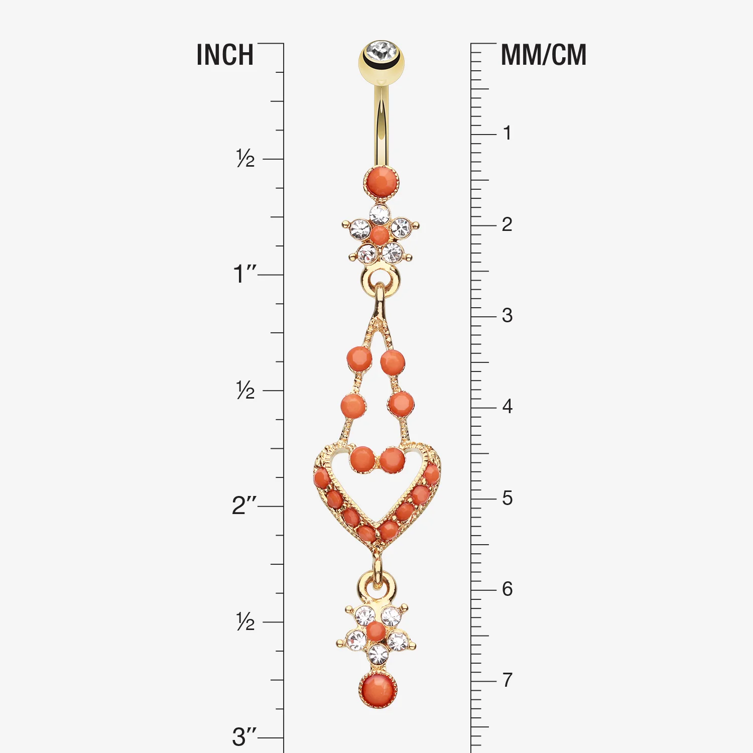 Golden Coral Flora Heart Belly Button Ring - Image 2