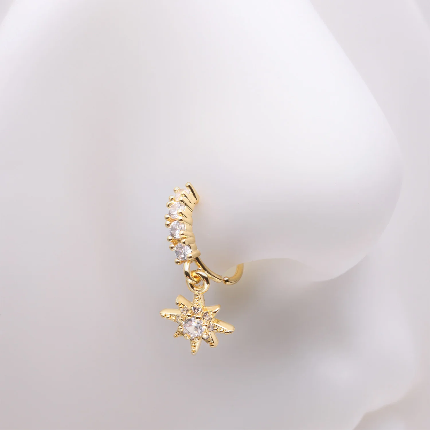 Golden Cosmic Starburst Sparkle Multi-Gem Lined Bendable Hoop Ring - Image 2