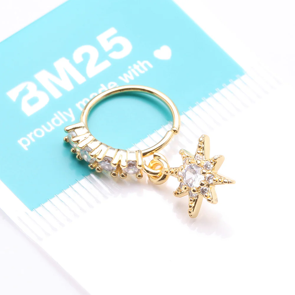 Golden Cosmic Starburst Sparkle Multi-Gem Lined Bendable Hoop Ring - Image 4
