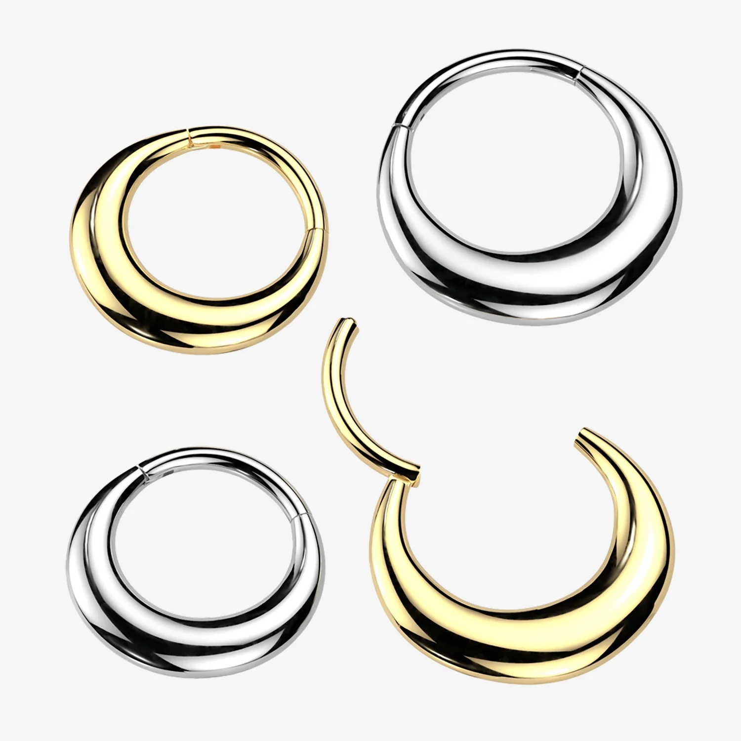 Golden Crescent Loop Lustre Clicker Hoop Ring - Image 2
