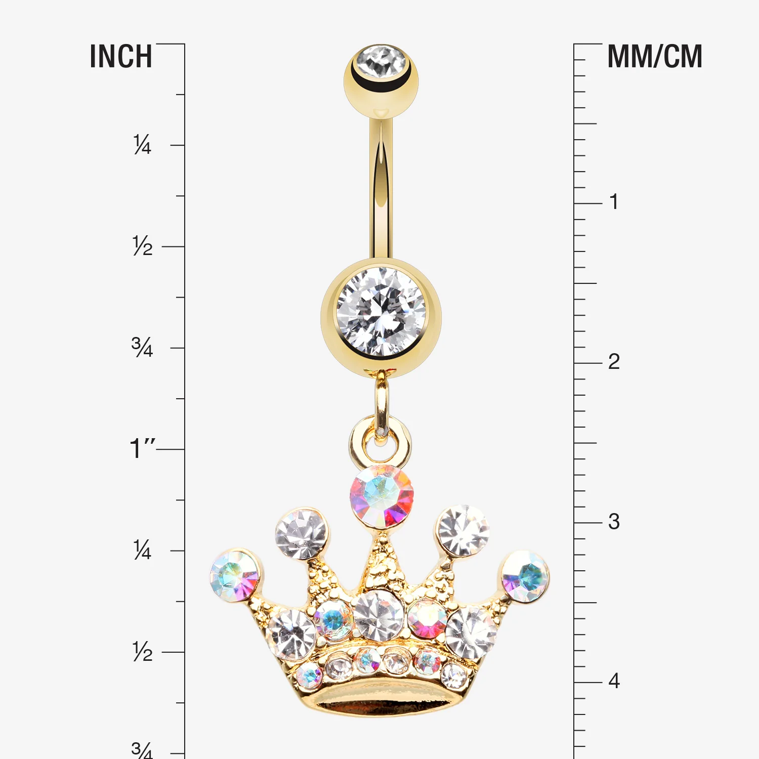 Golden Crown Jewel Multi-Gem Belly Button Ring - Image 2