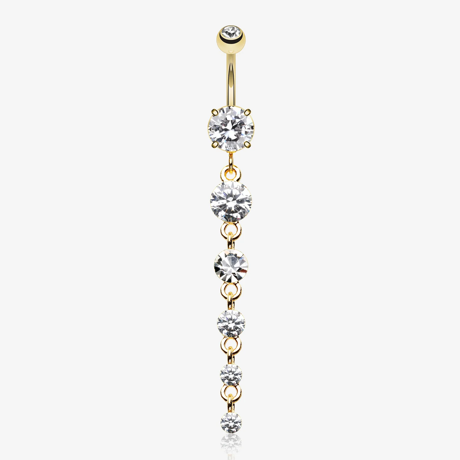 Golden Crystalline Droplets Fall Belly Button Ring