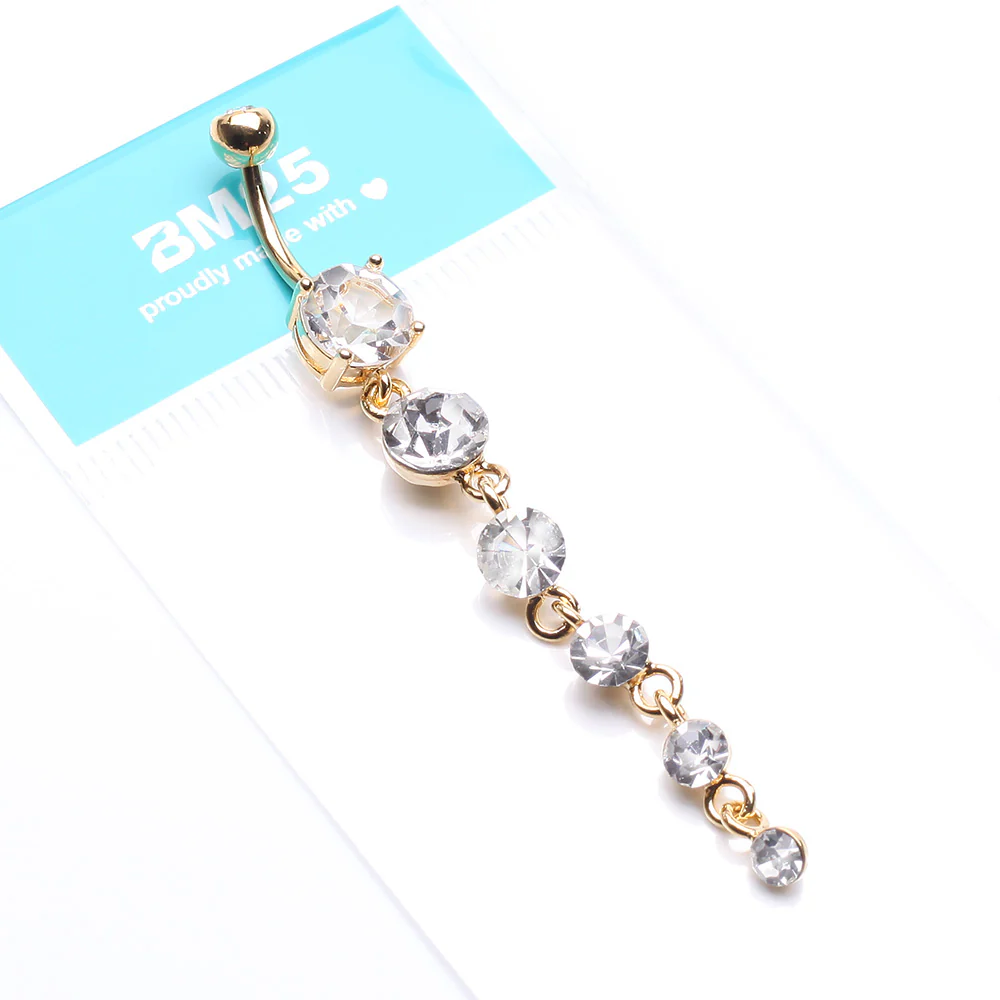 Golden Crystalline Droplets Fall Belly Button Ring - Image 5
