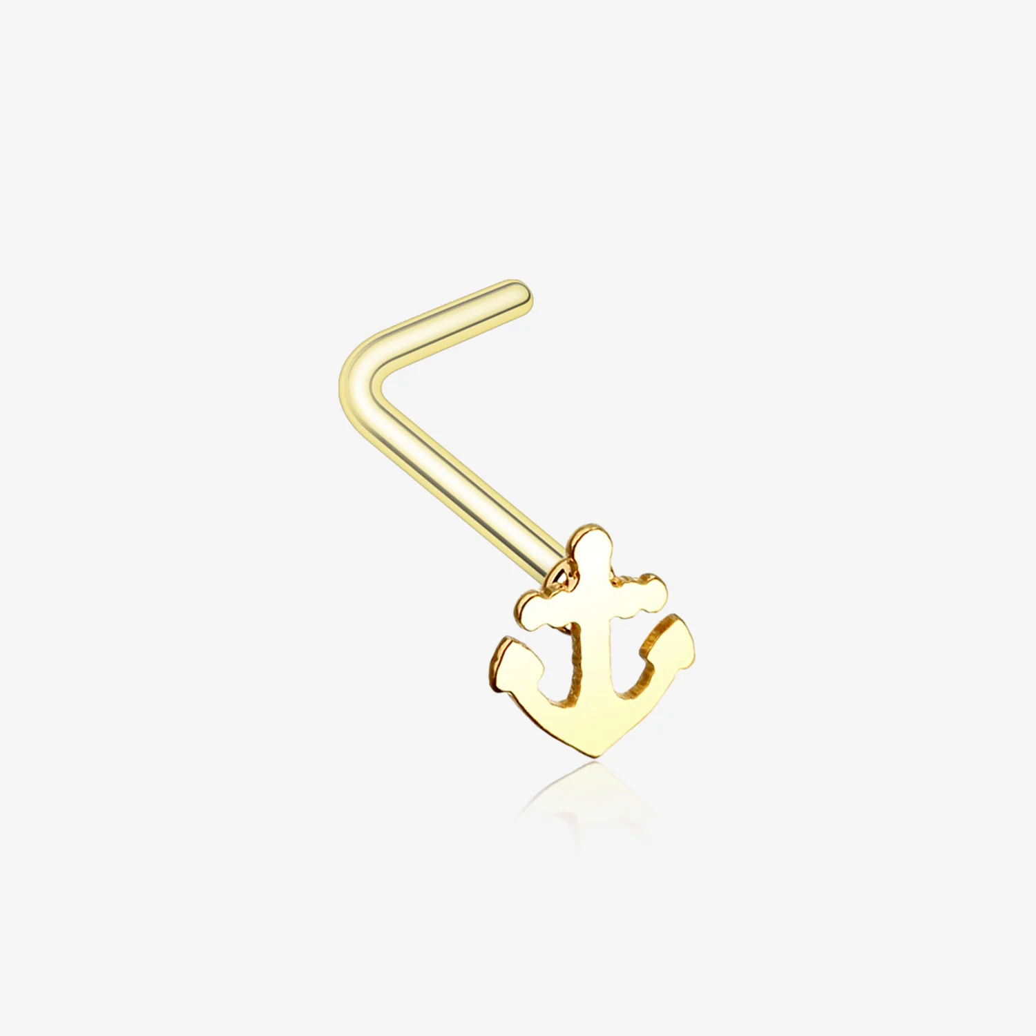 Golden Dainty Anchor Icon L-Shaped Nose Ring