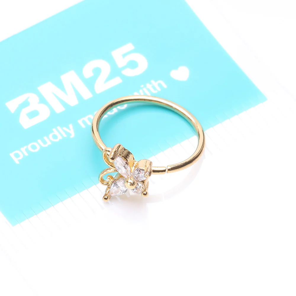 Golden Dainty Butterfly Sparkle Bendable Hoop Ring - Image 5