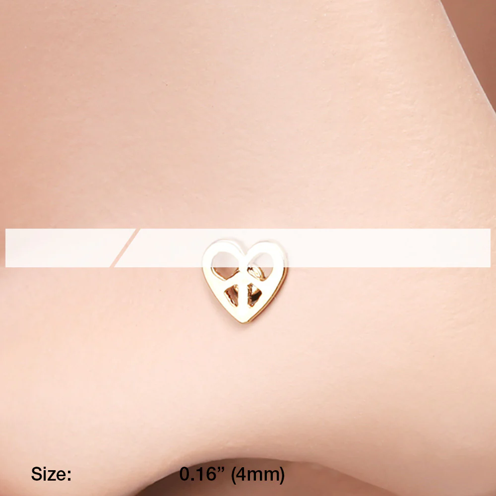Golden Dainty Pretzel Heart Icon L-Shaped Nose Ring - Image 3