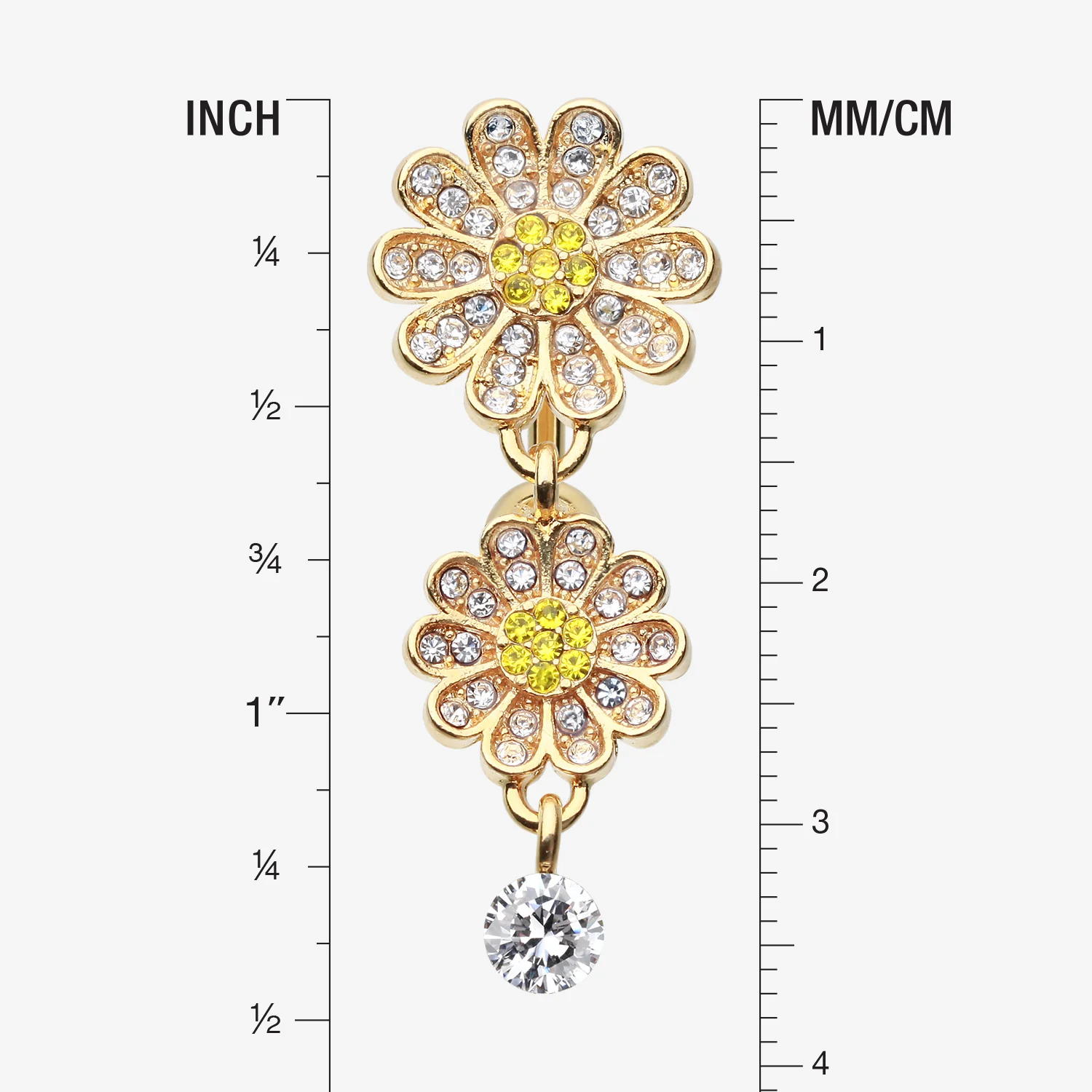Golden Daisy Glam Multi-Gem Reverse Belly Button Ring - Image 2