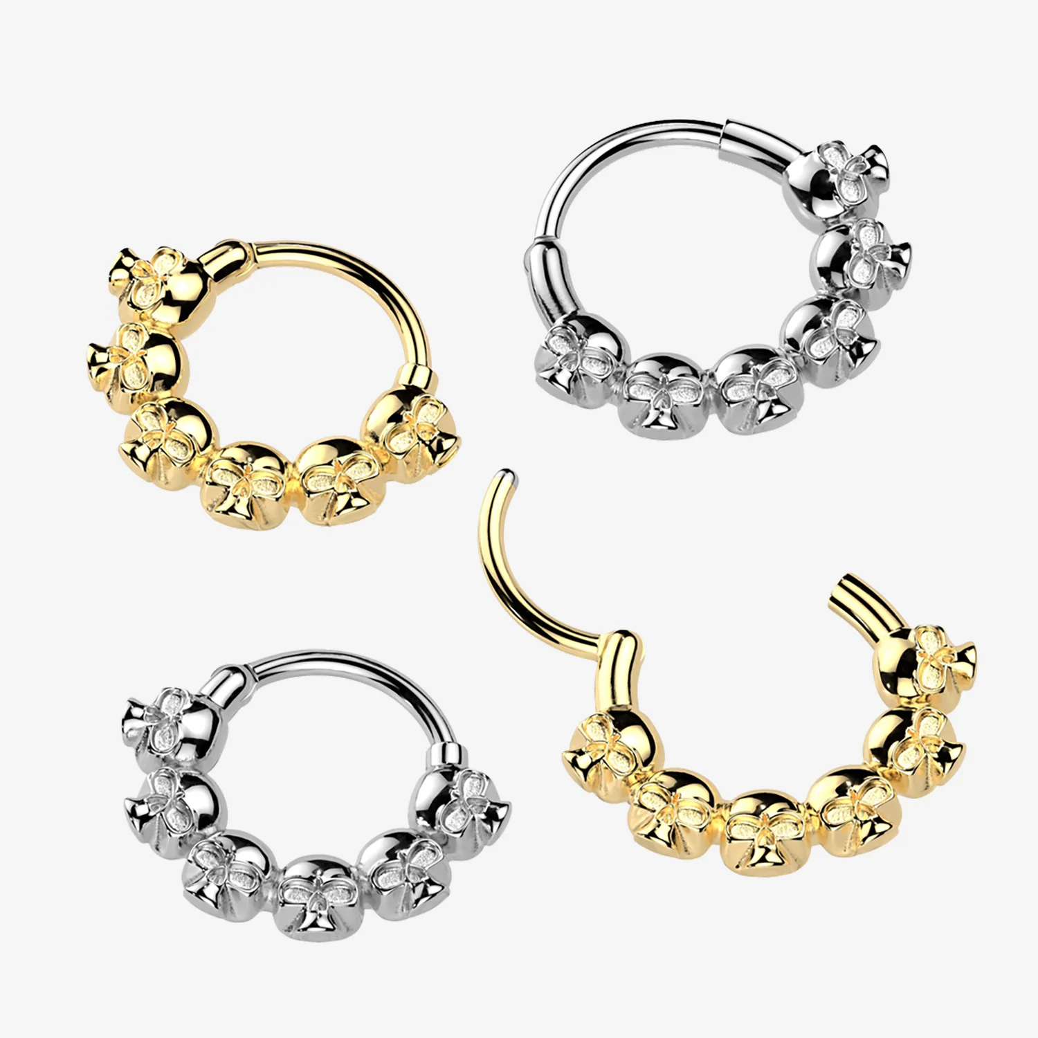 Golden Death Arc Skulls Clicker Hoop Ring - Image 2