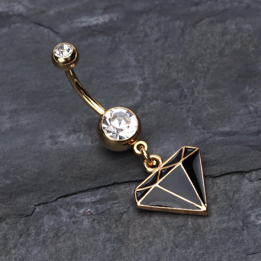 Golden Diamond Cut Belly Ring - Image 3