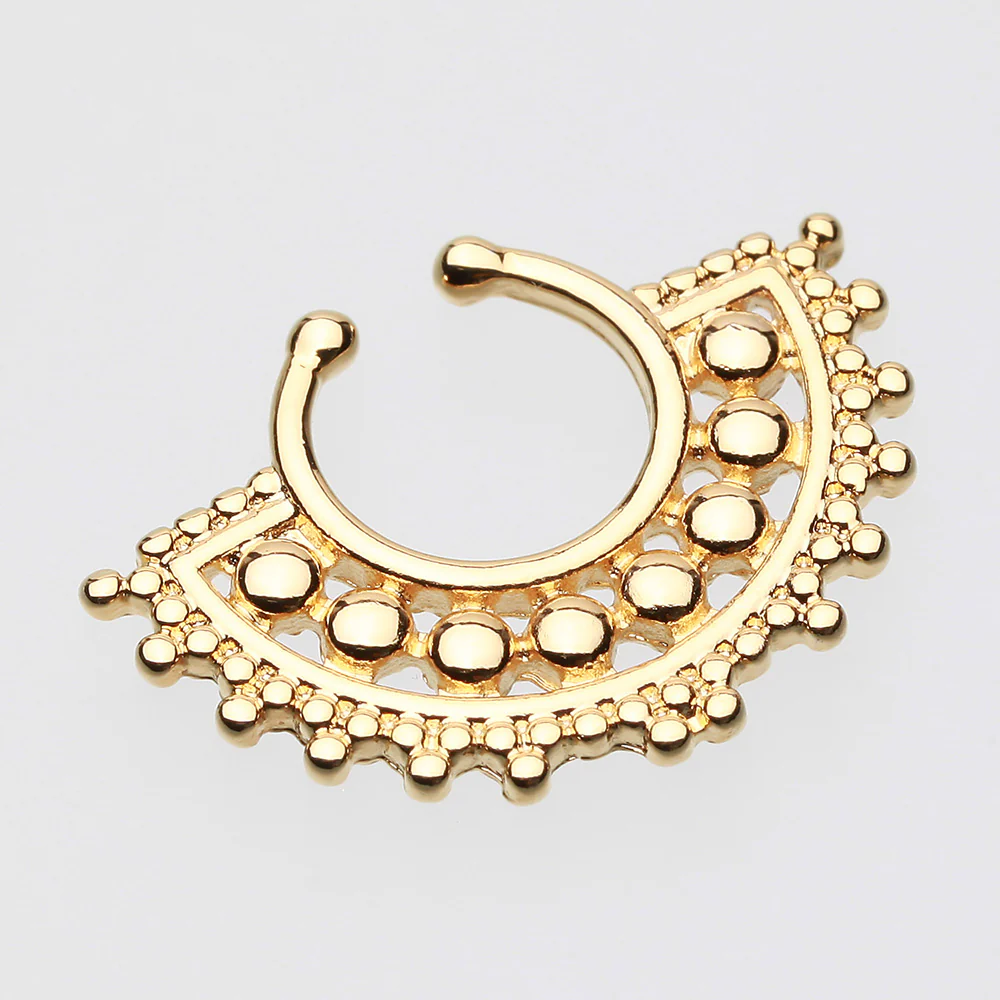 Golden Divine Filigree Fake Septum Clip-On Ring - Image 3