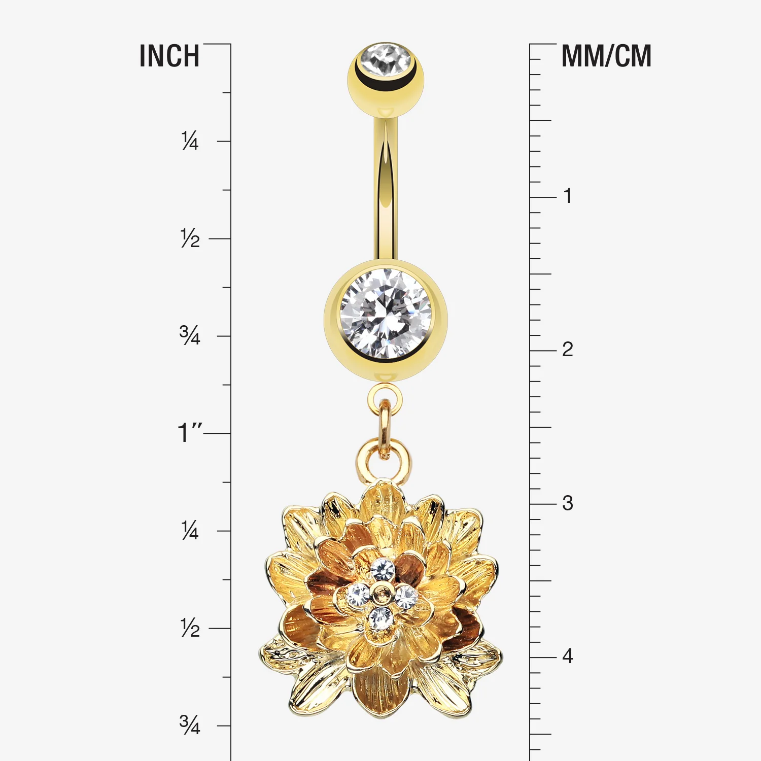 Golden Divine Lotus Belly Button Ring - Image 2