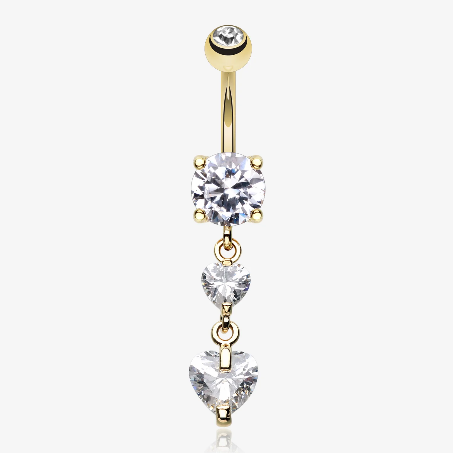 Golden Elegant Double Hearts Belly Button Ring