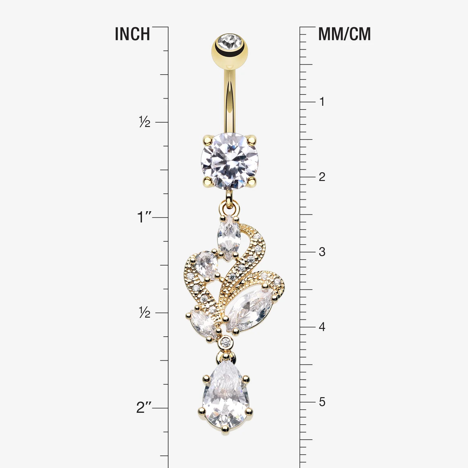 Golden Elegant Luster Vines Belly Button Ring - Image 2
