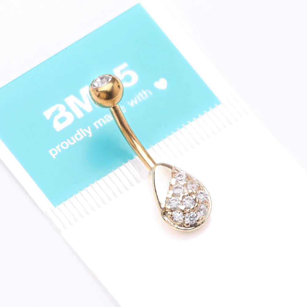 Golden Essence Sparkle Dew Droplet Belly Button Ring - Image 5