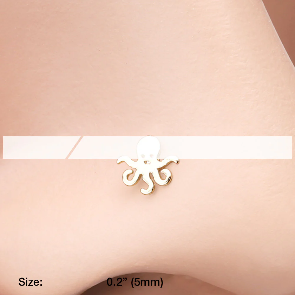 Golden Evil Octopus Nose Stud Ring - Image 3