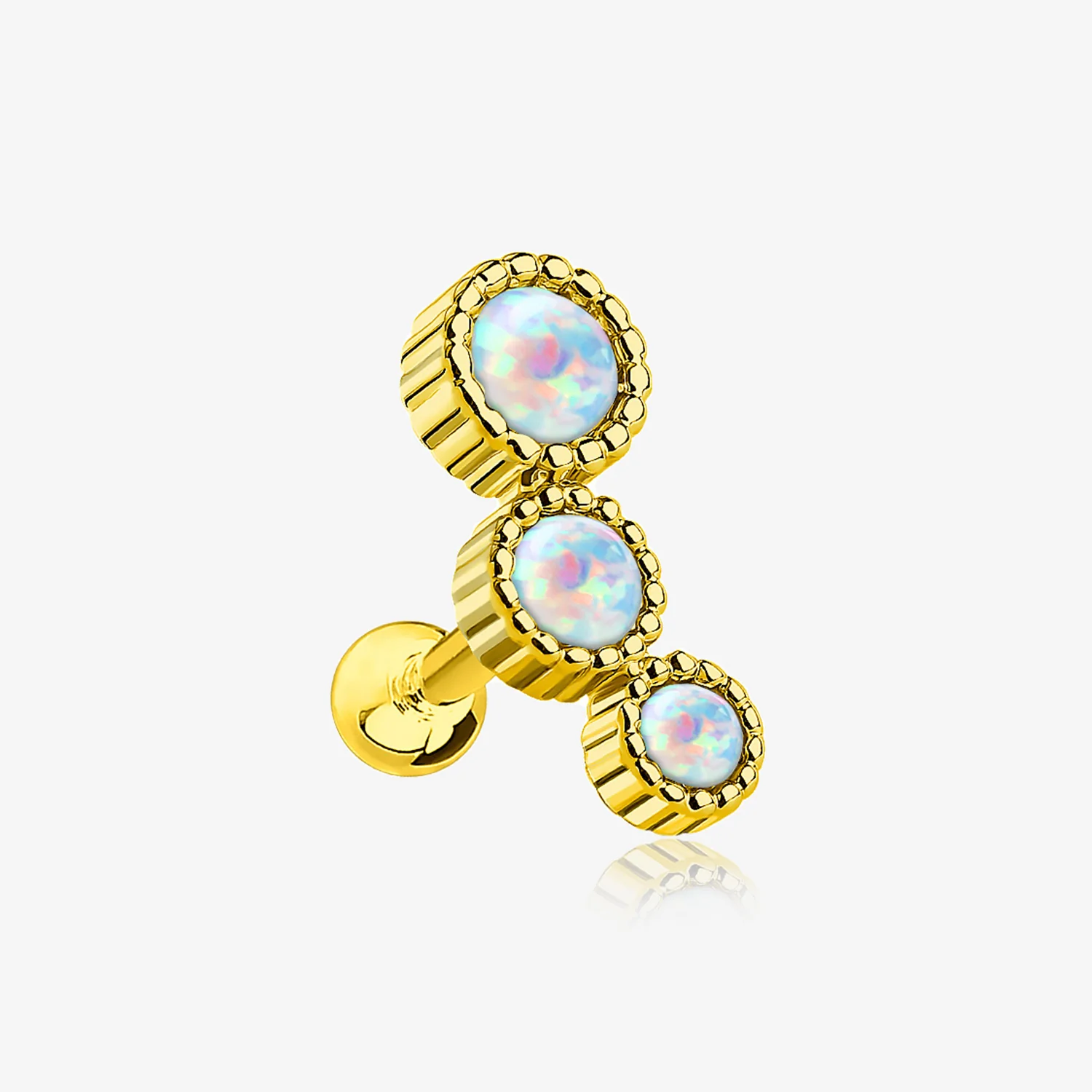 Golden Fire Opal Bubble Trio Sparkle Cartilage Tragus Barbell Earring