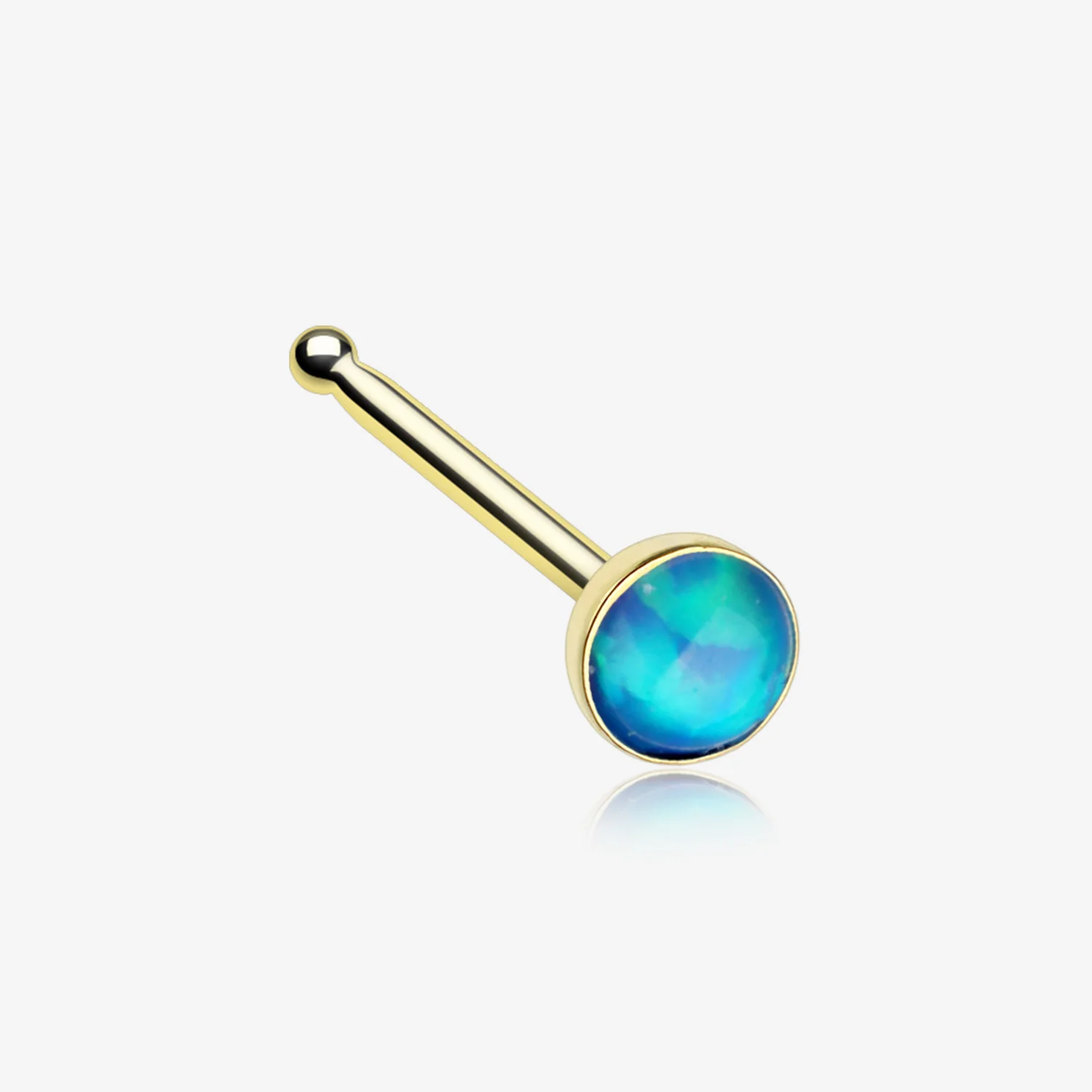 Golden Fire Opal Nose Stud Ring