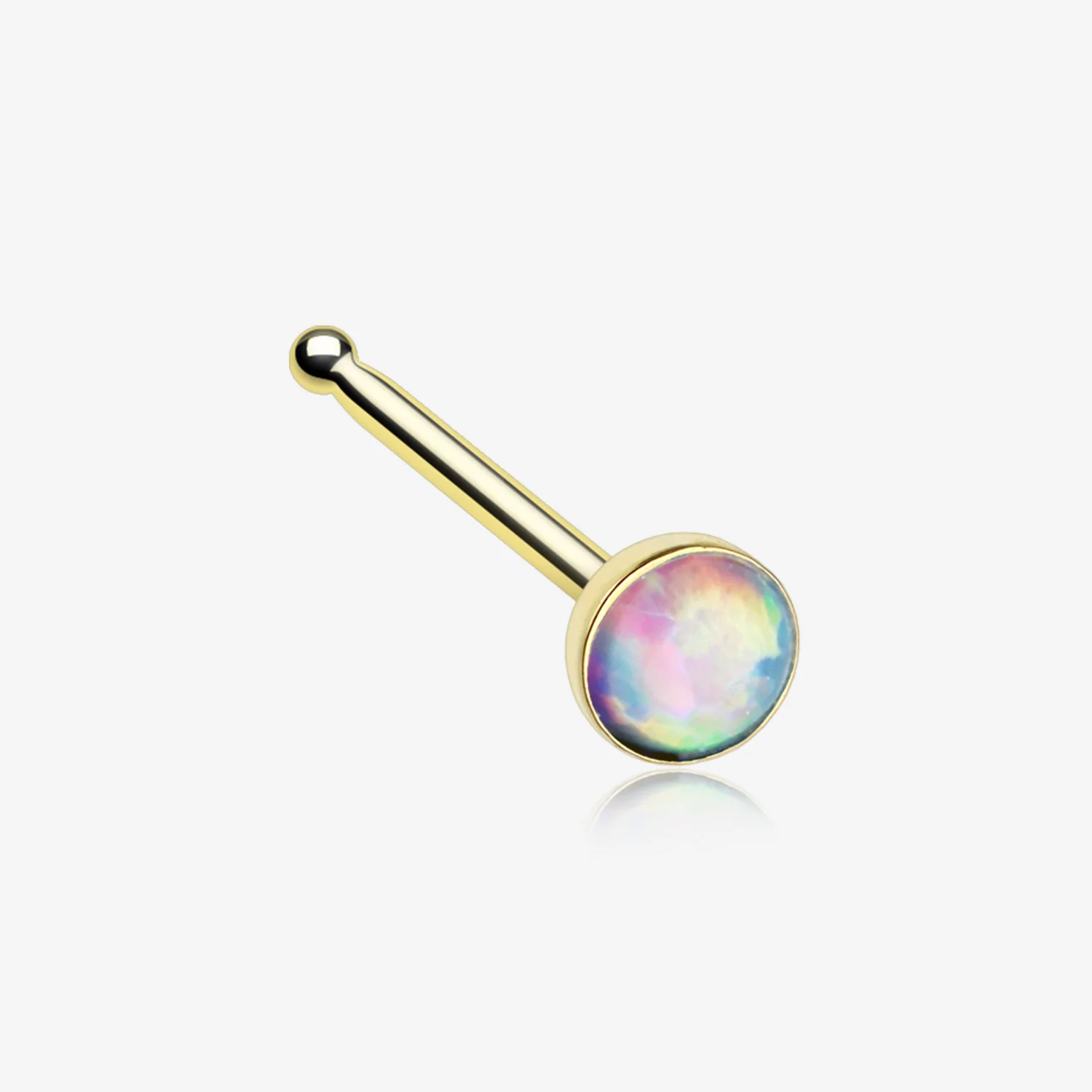 Golden Fire Opal Nose Stud Ring